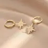 PVD Coated 18K Gold Real Gold Plated Circle Star 304 Stainless Steel Retro Waterproof Non Tarnish Charm Sleeper Hoop Earrings Drop Earrings