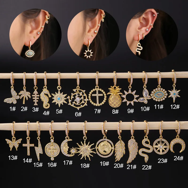 Wholesale Fashion Animal Copper Artificial Gemstones Earrings