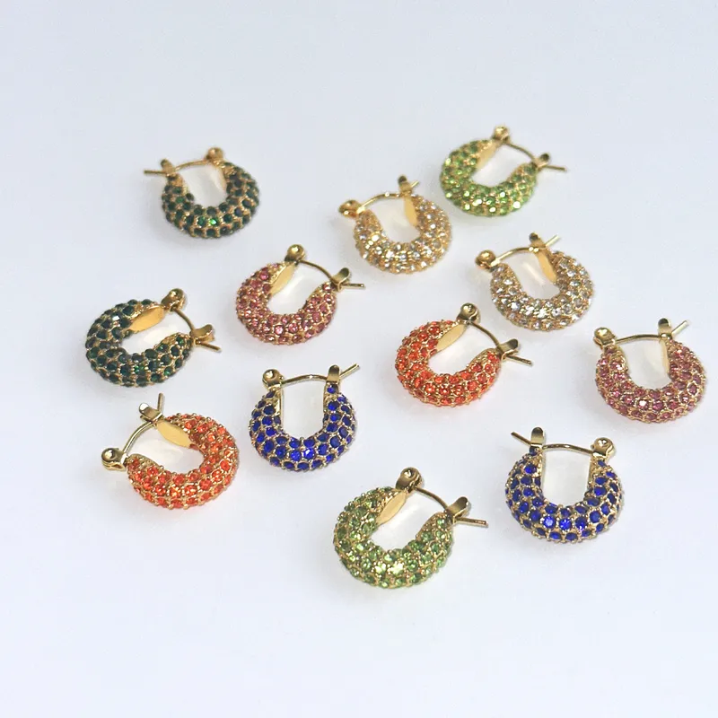 Wholesale 1 Pair Modern Style U Shape Plating Inlay 304 Stainless Steel Titanium Steel Zircon PVD Coated Earrings