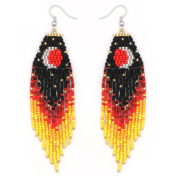 Wholesale Retro Boho Thousand Color Glass Rice Beads Moon Tassel Earrings Summer Ocean Beach Mother's Day Gift