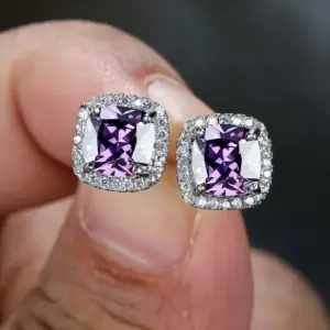 Wholesale Retro Square Copper Inlay Zircon Ear Studs 1 Pair