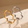Wholesale Ion Plating (IP) 18K Gold Plated Waves Lines 304 Stainless Steel Elegant Glam Hip-Hop Waterproof Non Tarnish Open Rings