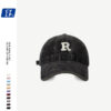 Wholesale Original Fashion Brand R Letter Baseball Cap Men's and Women's Ins Korean Style Washed Old Corduroy Cap Shown Face Small