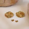 Wholesale 1 Pair Simple Style Streetwear Commute Round 304 Stainless Steel Imitation Gold Electroplating Ear Studs