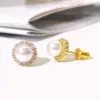 Wholesale 1 Pair Elegant Simple Style Round Star Heart Shape Plating Copper Pearl Zircon Ear Studs