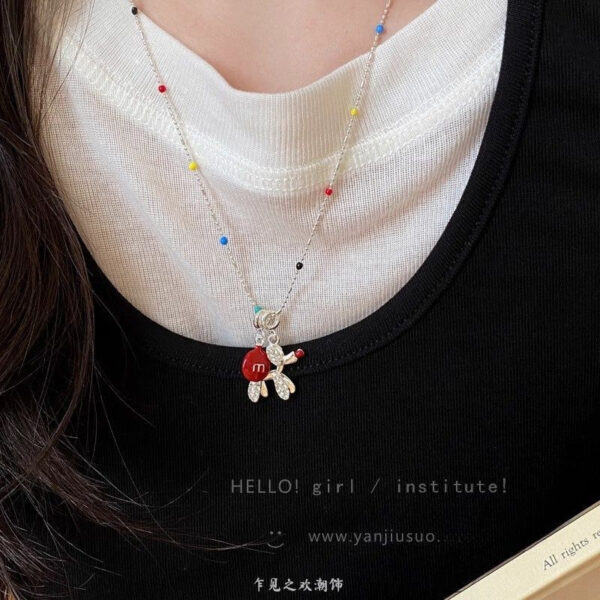 Wholesale Knock on Cute! Red m Bean Balloon Dog Pendant Necklace Women's 2025 New Spring and Summer High-End Sweatshirt Chain Accessories