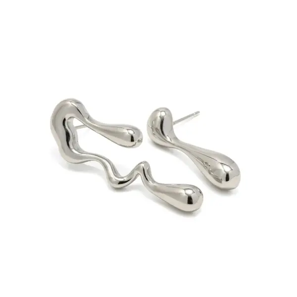 Wholesale 304 Stainless Steel Irregular Solid Color INS Style Cool Style Asymmetrical Silver Ear Studs