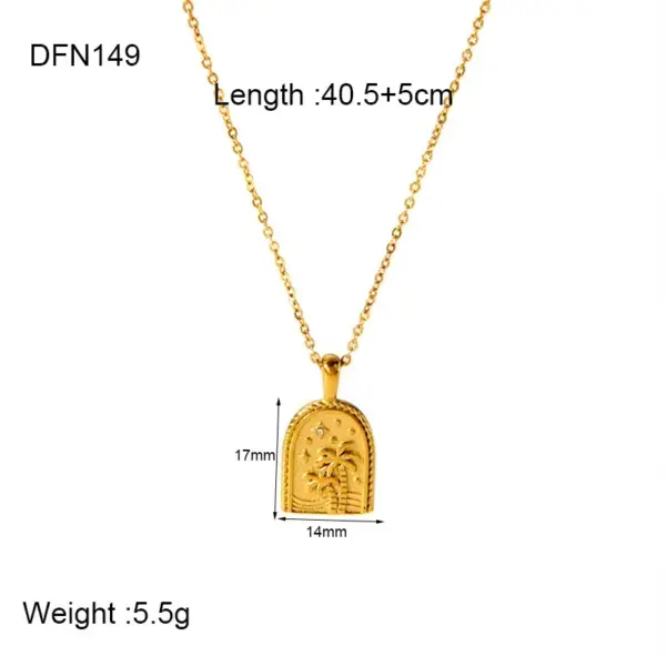 Wholesale 304 Stainless Steel Gold Plated Simple Style Classic Style Plating Solid Color Pendant Necklace