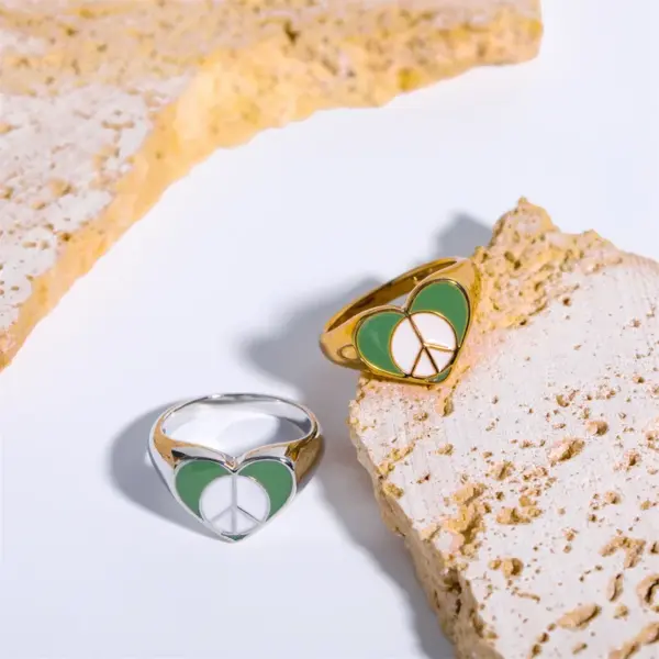 Wholesale Retro Letter Brass Enamel Rings