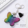 Wholesale 4pcs Diamond-embedded colorful butterfly keychain