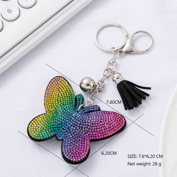 Wholesale 4pcs Diamond-embedded colorful butterfly keychain