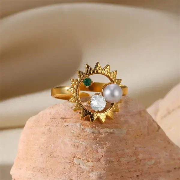 PVD Coated Real Gold Plated Starfish Conch Heart Shape 304 Stainless Steel French Style Marine Style Beach Waterproof Non Tarnish Open Rings