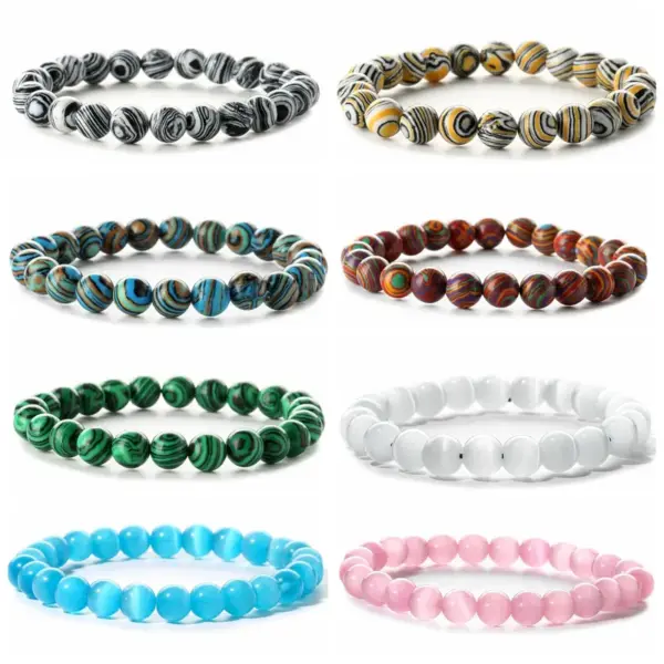 Wholesale Retro Round Beaded Natural Stone Bracelets