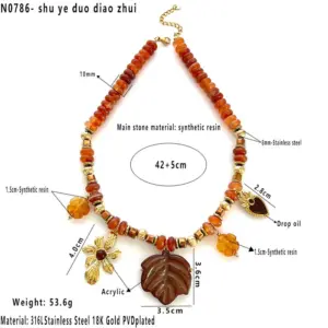 Leaf Multi Pendant Necklace / Average Size