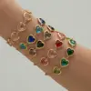 Wholesale 304 Stainless Steel Heart Glass Stone Zircon Earrings Heart Multicolor Vacuum Plating Chain Necklace Bracelet