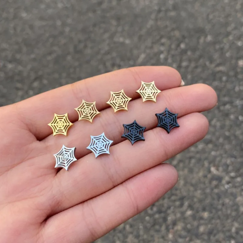 Wholesale PVD Coated 18K Gold Real Gold Plated Web Titanium Steel Fashion Waterproof Non Tarnish Ear Studs