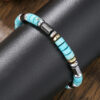 Wholesale Fashion Commuter Cross-border European and American Retro Style Bracelet Jewelry Trendy Men's Handmade Beaded Black Gallstone Turquoise Bracelet