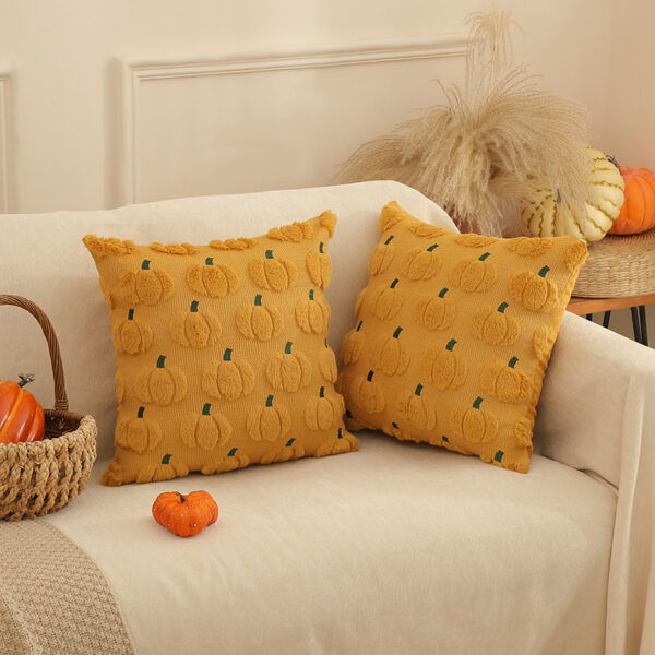 Wholesale Thanksgiving Autumn Plush Quilted Pumpkin Orange Throw Pillow/Backrest Cover