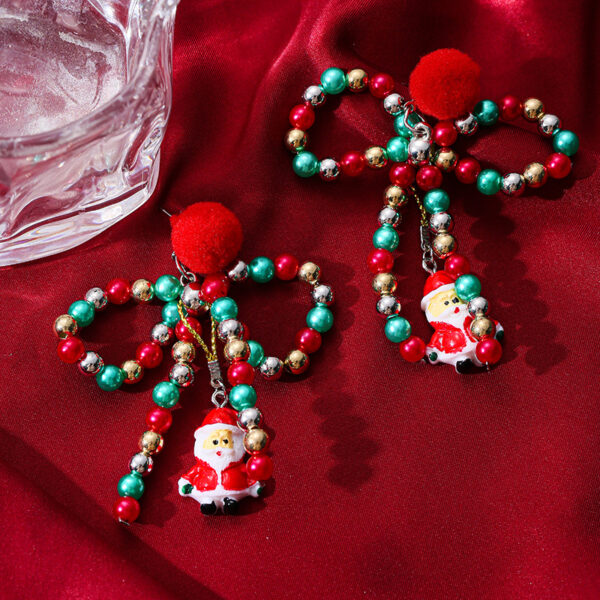 Wholesale Colorful bow pom-pom earrings