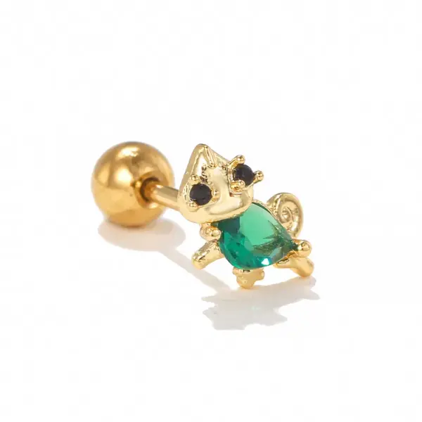 Wholesale 1 Piece Ig Style Simple Style Geometric Plating Inlay Brass Zircon 18k Gold Plated White Gold Plated Ear Studs