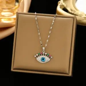 369 Devil's Eye Necklace-Silver Color