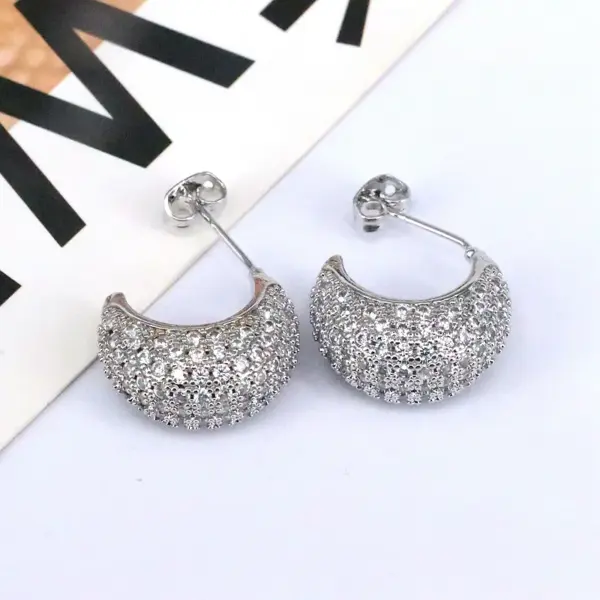 Wholesale 1 Pair Ig Style Simple Style Moon Plating Inlay Copper Artificial Rhinestones Gold Plated Ear Studs