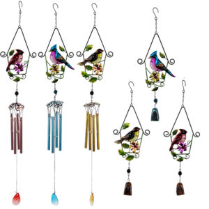 Wholesale Cross-border new house bird cage wind chime iron bird glass handicraft pendant courtyard balcony garden decoration
