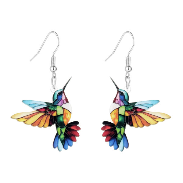 Wholesale Semi-managed European and American new environmentally friendly acrylic earrings fashion personality colorful hummingbird earrings earrings