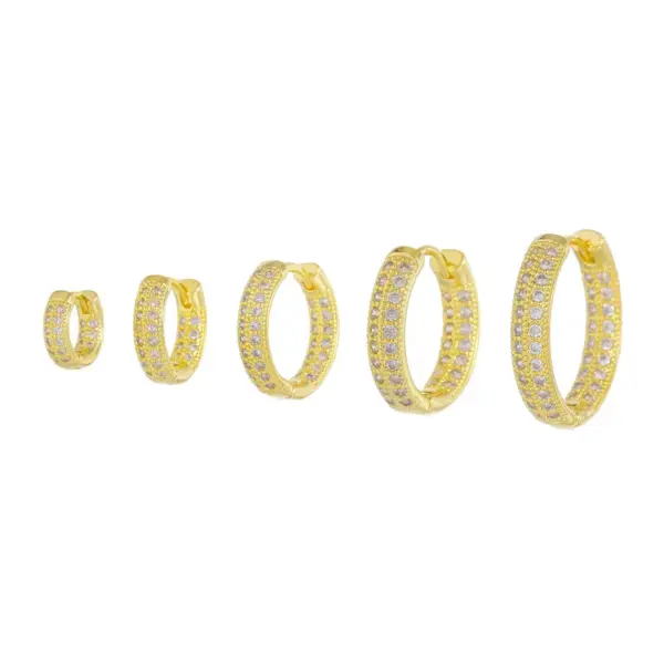 1 Piece Simple Style Round Plating Inlay Brass Zircon 18k Gold Plated Silver Plated Huggie Earrings