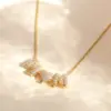 Wholesale Jewelry Vintage Style Classic Style Letter Brass Zircon 18K Gold Plated Plating Pendant Necklace Cable Chain