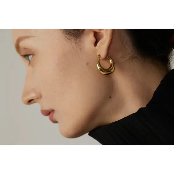 Wholesale 1 Pair Fashion Solid Color Plating 304 Stainless Steel 18K Gold Plated Stainless Steel Earrings