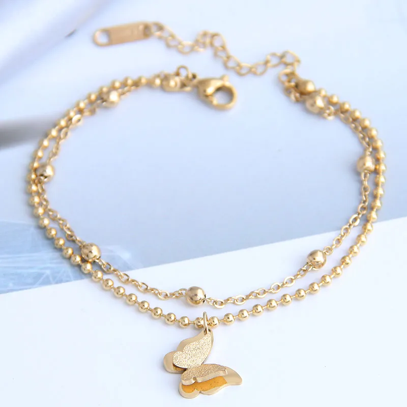 Wholesale Fashion Titanium Steel Butterfly Double Bracelet