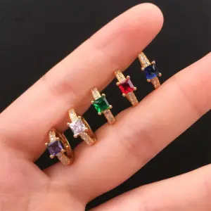 Wholesale Fashion Geometric Diamond Copper Artificial Gemstones Earrings