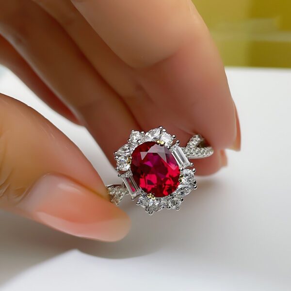 Wholesale Live New High-set 3 Karat Artificial Ruby Ring Inlaid with Seiko Simple and Generous Opening Color Treasure Ring for Women