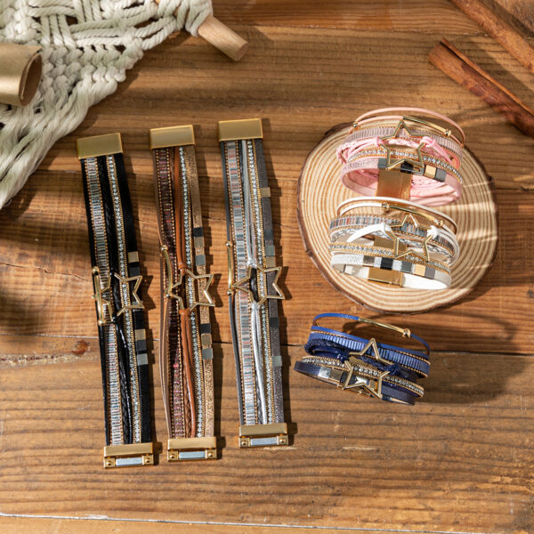 Wholesale Bohemian style pentagram magnetic buckle bracelet