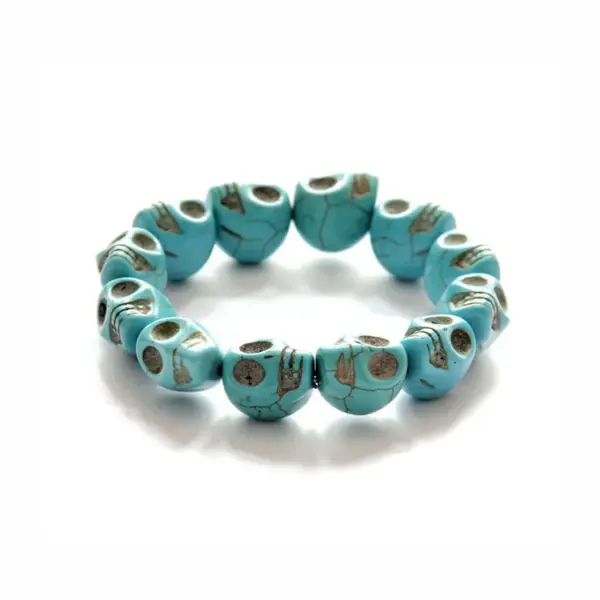 Wholesale Punk Skull Turquoise Bracelets In Bulk Stainless Steel Bracelets Halloween