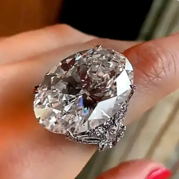 Wholesale New Super Large Oval Zircon Women's Ring Simple Copper Ring Hand Jewelry