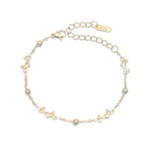 Stainless Steel Dolphin Bracelet / Gold