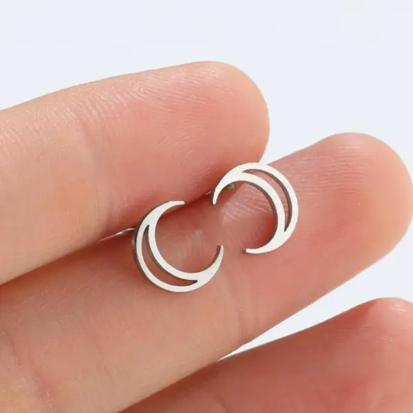 Wholesale PVD Coated 18K Gold Real Gold Plated Moon 304 Stainless Steel Fashion Waterproof Non Tarnish Ear Studs