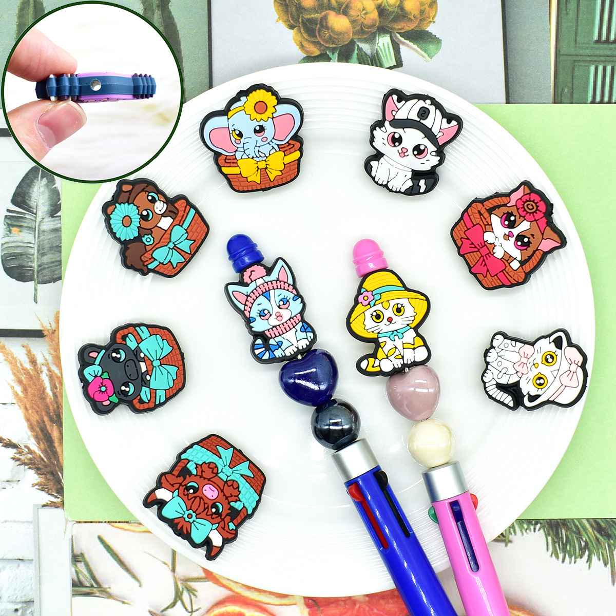 Wholesale Cute Cat Series DIY Beaded Charcoal