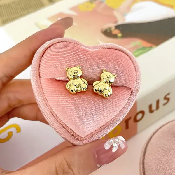 Copper Bear Electroplating Electroplated K Gold Plated Golden Plated White Gold Plated Cute Simple Style Plating Ear Studs