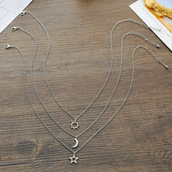 Wholesale New Stainless Steel Sun Moon Star Necklace European And American Personality Pendent Necklace