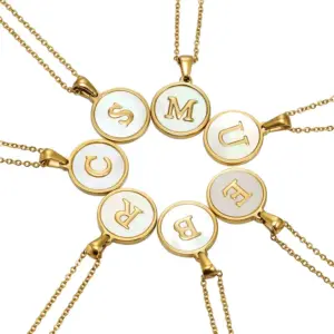 Wholesale Real Gold Plated Round Letter 304 Stainless Steel Elegant Waterproof Non Tarnish Necklace