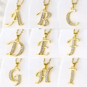 Water Plating Vacuum Real Gold Plated 18K Letter 304 Stainless Steel Titanium Fashion Waterproof Non Tarnish 201 Pendant Necklace