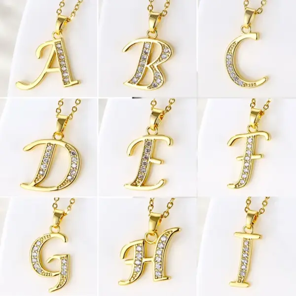 Water Plating Vacuum Real Gold Plated 18K Letter 304 Stainless Steel Titanium Fashion Waterproof Non Tarnish 201 Pendant Necklace