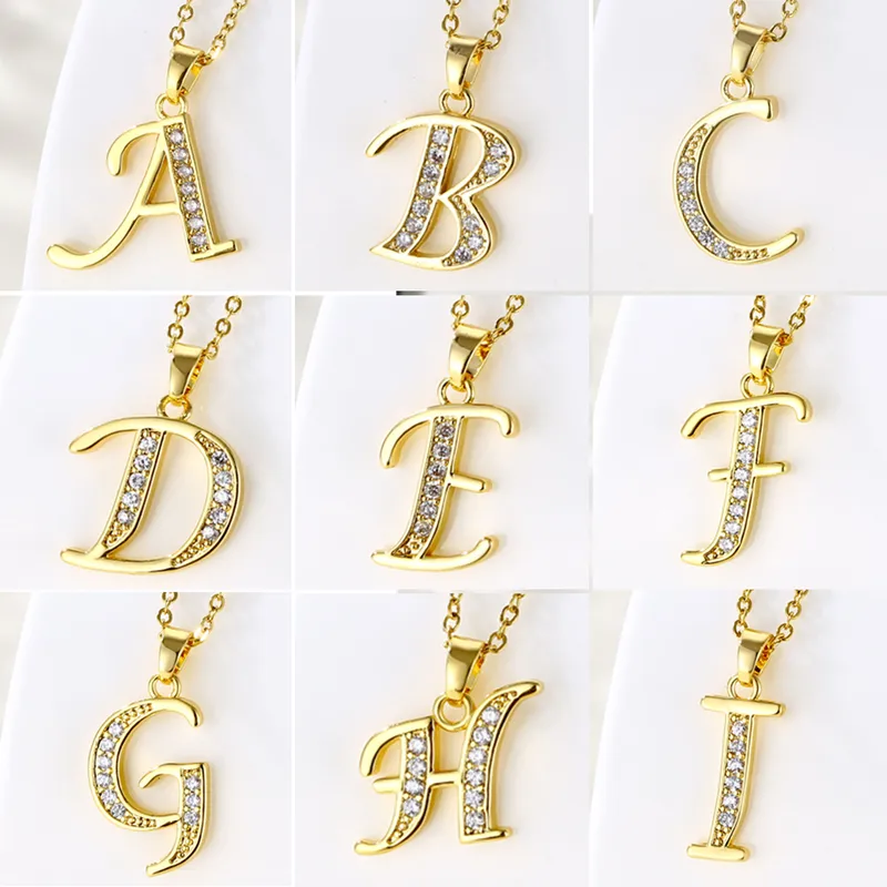Wholesale Water Plating Vacuum Real Gold Plated 18K Letter 304 Stainless Steel Titanium Fashion Waterproof Non Tarnish 201 Pendant Necklace