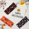 Wholesale Cross-border European and American Halloween skull print headband, sports elastic headband, funny pumpkin print bouquet headband