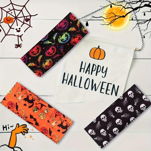 Wholesale Cross-border European and American Halloween skull print headband, sports elastic headband, funny pumpkin print bouquet headband