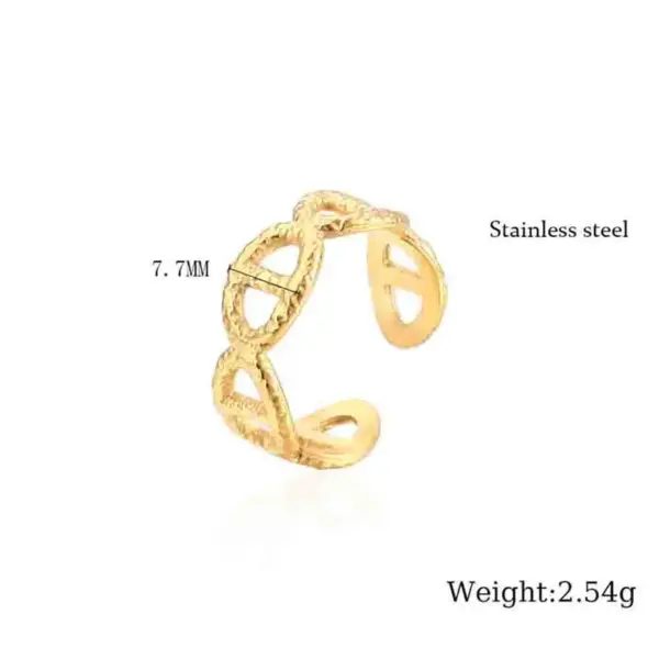 Wholesale PVD Coated Real Gold Plated 18K Gold Solid Color 304 Stainless Steel Simple Style Commute Waterproof Non Tarnish Open Rings