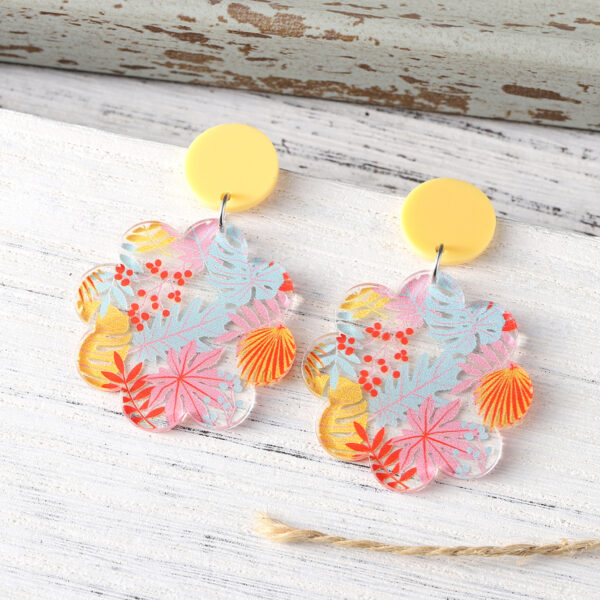 oly-b2a0e35e456abb8c09b856bb5c758a42 Wholesale Spring and summer flower leaf pendant earrings acrylic earrings